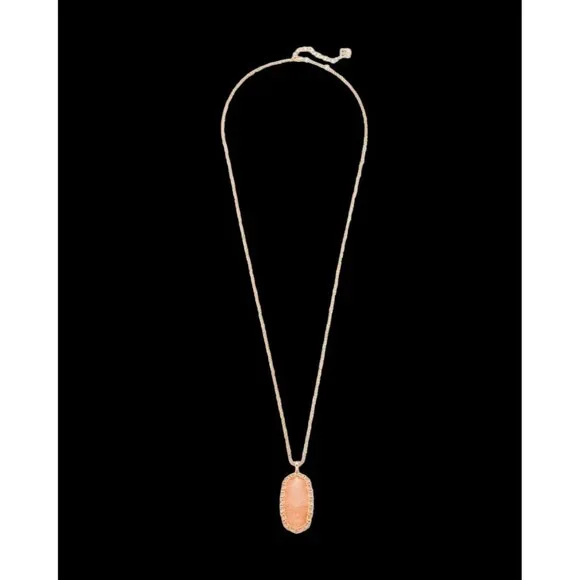 Kendra Scott Macrame Blush Wood Rose Gold Tone Necklace 30 Long